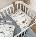 Set lenjerie de schimb pentru patut bebe 3 piese Mix iepurasi gri (4)